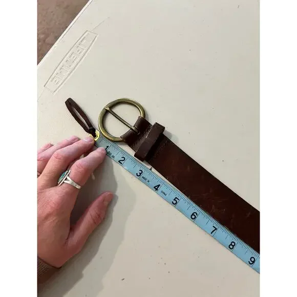 GAP Brown Genuine Leather Brass Buckle Belt Unisex Size Small - Picture 10 of 12